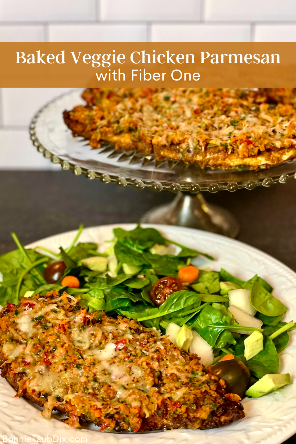 Baked Veggie Chicken Parmesan with Fiber One | High fiber, high protein chicken parmesan bursting with flavor and tons of veggies for extra nutrients! This easy weeknight meal will be a new family favorite.